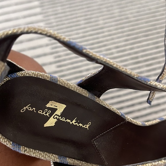 7 For All Mankind Blue and Cream Striped Sandals - Picture 6 of 7